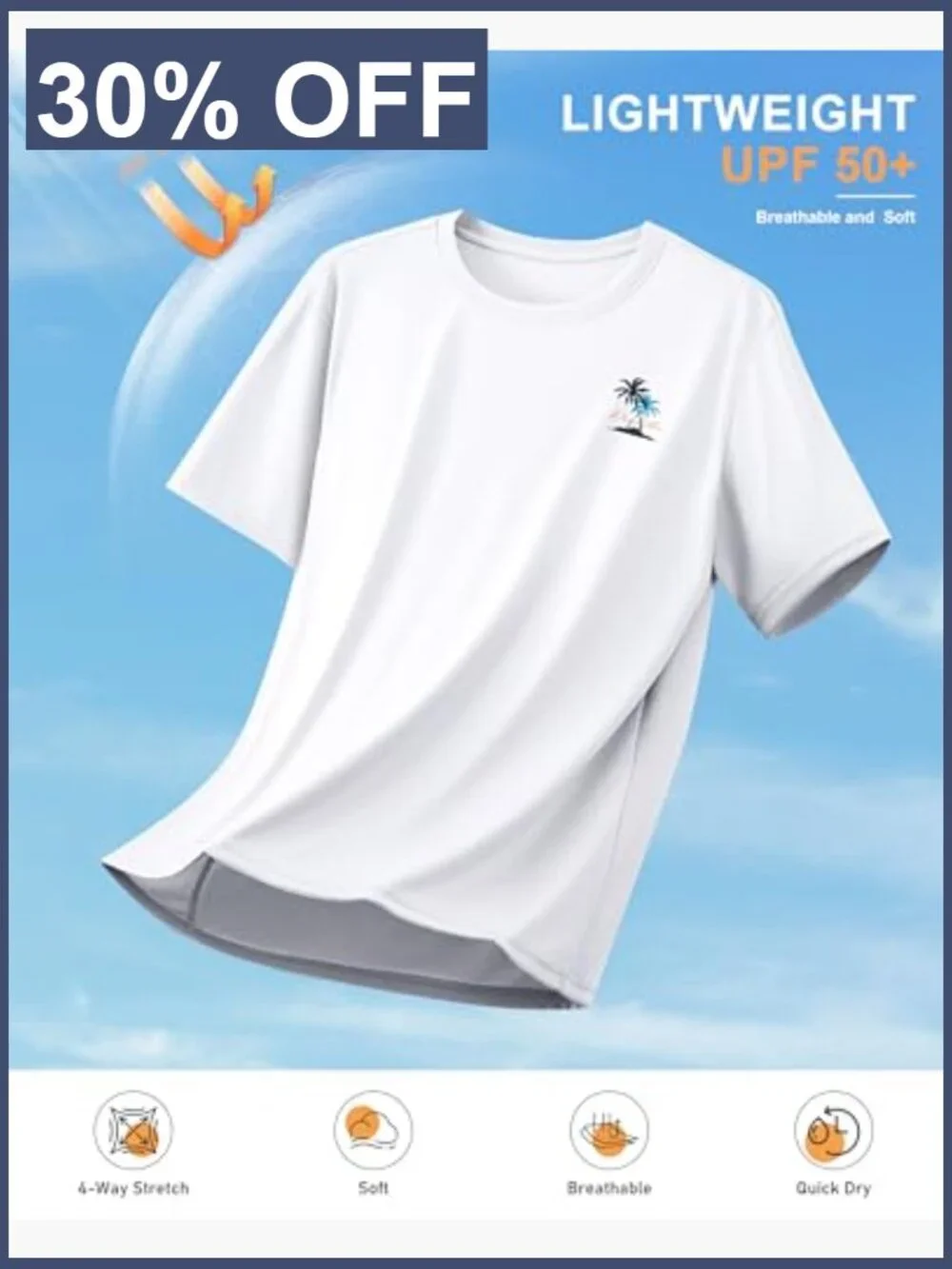 Men's UPF 50+ Sun Protection Fishing Shirt Short Sleeve Quick Dry Lightweight